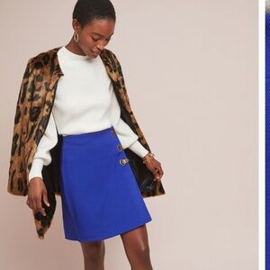 Anthropologie Blue A-Line Mini Skirt Cocktail